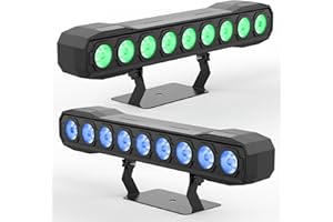 KRIDERISH Wallwasher Éclairage de Scène 60W, 9 LED RGBW Projecteur à Effet avec Télécommande DMX512 Lumière de Fête Barre Stroboscope Commande vocale pour Bar DJ Disco Mariage Extérieur 2PCS