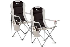 SUNMER 2CAMPINGCHAIR-BK/GY, Noir, Folded 99cm x 15cm x 14cm | Assembled Dimensions: 60cm x 58cm x 110cm | Weight: 3,3KG per Chair