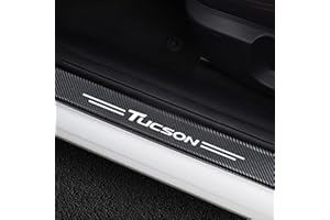 JYMLOV 4 Piezas Molduras de Umbral de Puerta Coche para Hyun-dai Tucson Accesorios Tuning Automóviles, Pegatinas de Protector Decoración Estribos de Fibra de Carbono,White