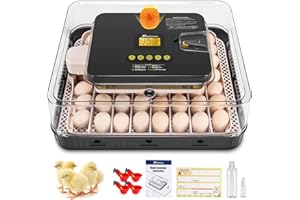 Sailnovo Incubadora Automática para 56 Huevos, Incubadora Huevos Gallina con Volteo Automático de Huevos, Control de Temperatura y Añadido Automático de Humedad, Gris