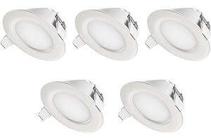 TEVEA - IP44 LED Spot Encastrable | aussi pour salle de bains | Dimmable | 6W 230V | Lot de 5 Spots (Blanc Chaud)
