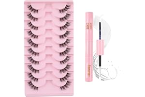 Glowing Win Demi Faux Cils Kit avec Bond et Remover Bande Transparente 3D Faux Cils Naturel 10 Paires Cat Eye Half Lashes Coin Cils Oeil de Chat Doux Corner Eyelashes