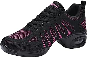 YUKTOPA Damen Tanzschuhe Lace-Up Mesh Luftkissen Tanz Training Tanzsneaker Websneaker Jazzdance Schuhe Dancesneaker Tanzschuhe