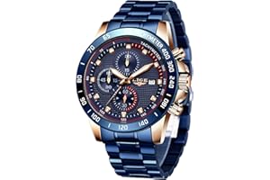 LIGE Reloj para Hombre Cronógrafo Correa de Acero Inoxidable Impermeable Deportivo Negocio Casual Negro para Caballero…