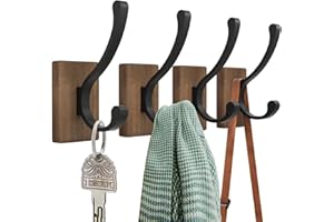 SUSSWIFF 4 Ganci Appendiabiti da Parete in Legno, per Appendere Cappelli, Portachiavi, Asciugamani, Accappatoio, Foca e Portafogli, Decorazione per Soggiorno, Bagno, Camera da Letto, Guardaroba, Cucina