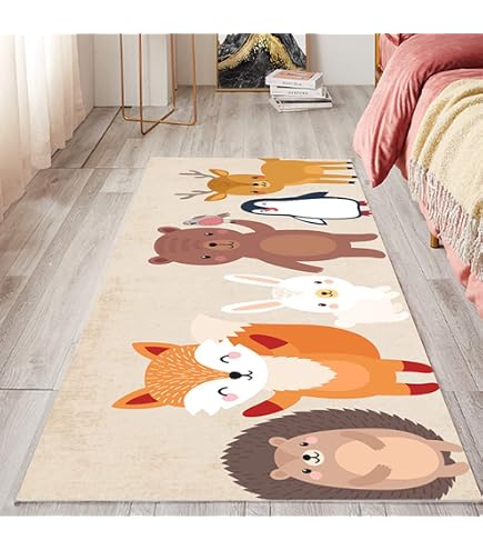 Tapis Salon Enfant Lion Dessin Animé - Tapis Lavable Doux Et Antidérapant Pour Chambre Bébé (Rose, 120cm)