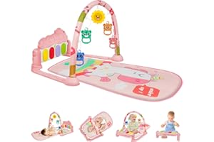 AOMIG Piano-Gym mata do zabawy, mata do raczkowania z muzyką i światłami, mata do zabawy z łukiem, wyjmowana zabawka dla dziecka, dla niemowląt Noworodki