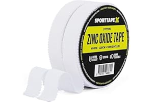 SPORTTAPE 2 Rolls Zinc Oxide Finger Tape - 1.25cm x 10m - White | Sports Tape for Climbing, BJJ, Rugby, Weightlifting & Injury Strapping | Strong Adhesive Athletic Joint Support, Blisters & Grip