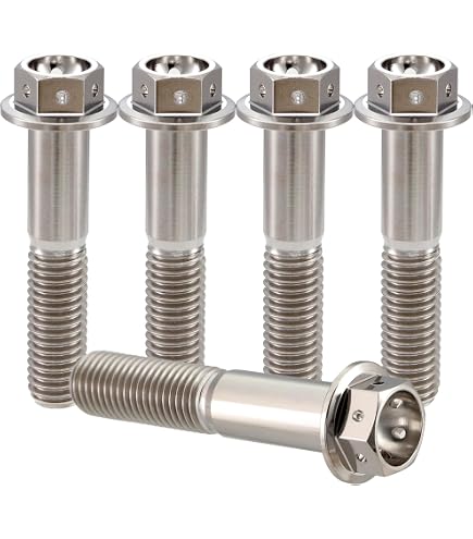 Tbest Set 6 Bulloni In Lega Di Titanio M5 X 18mm Con Rondelle - Per Icletta STEM - Colore Oro - Leggeri E Resistenti Alla Corrosione