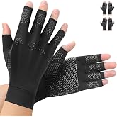 AovYoo 2 Pairs Osteoarthritis Gloves with Copper, Finger Support, Fingerless Compression Gloves, Ergonomic for Work, Sleep an