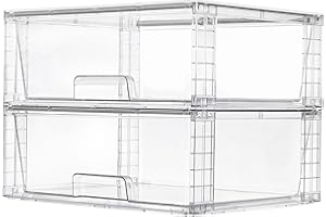 Vtopmart Lot de 2 grands tiroirs de rangement empilables en acrylique pour armoires de cuisine, garde-manger, maquillage, médicaments