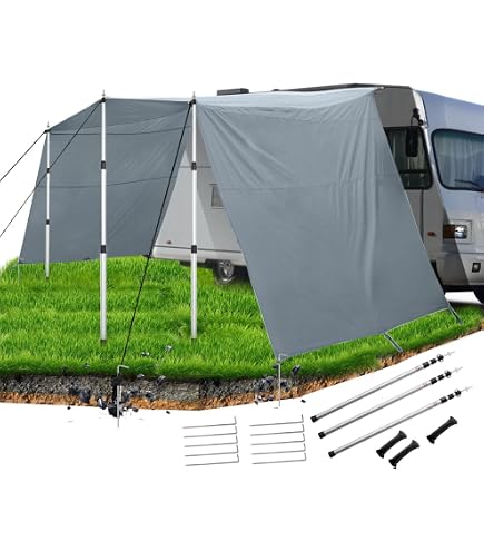 Lioaeust Sonnensegel Sonnenschutz Markise Schwarz Sonnensegel für Wohnmobile, Van Umbauten, Wohnmobile und Wohnwagen Sport & Freizeit