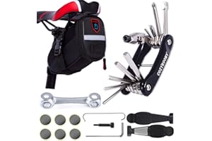COZYROOMY Kit di attrezzi per riparazione bici per borsa da sella - Set di attrezzi per biciclette con strumento multifunzione per bici e strumento per catena, strumento per pneumatici (nero)