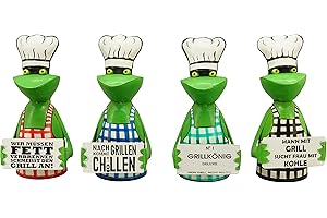 Passion MaDe Zaunhocker Frosch Grillmeister 241403 Metall Zaunsitzer Zaungucker Zaunfiguren Gartendeko Deko Garten Dekofigur Gartenfigur Figur wetterfest (Modell 1)