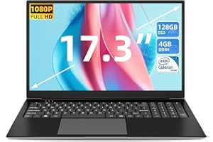 SGIN 17.3 Inch Laptop 4GB DDR4 128GB SSD (TF 512GB), Celeron Dual-Core Processor(Up to 2.8GHz), 2xUSB 3.0, Dual Band WiFi, FHD 1080P Notebook Ships with Keyboard Film in 8 Languages