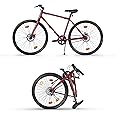HORNBACK M1s Full Size Foldable Cycle for Men & Women | 20-inch Rigid Stainless Steel & Alloy Steel Frame | 28-inch Wheels | Mechanical Disc Brakes | Inferno Red