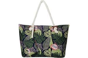 DonDon Grande borsa da spiaggia idrorepellente con cerniera Borsa a tracolla Shopper Frutti tropicali
