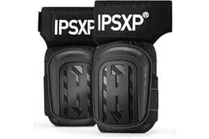 IPSXP Professionelle Knieschoner Arbeiten, Robuste Schaum-Polsterung, Bequemes Gel-Polster, Strapazierfähigen Doppelriemen,Kniepolster für BAU-, Gartenarbeit,Verstellbar (Schwarz)