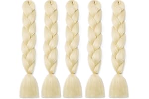 CYBELLEZA Treccia Extension Capelli Intrecciate Finti Estensioni Treccine Africane Sintetica 5 Bundles 500g Ombre Jumbo Braiding Hair Kanekalon Fibre,Bleach Blonde