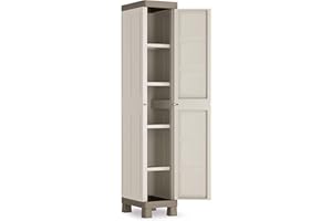 Keter Armadio 1 Anta Excellence, 4 Ripiani Regolabili, Beige/Tortora, 33x45x182 H Cm