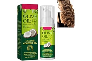 LDREAMAM Olive Oil Hair Foam Mousse,Hair Foam Mousse,Natural Hair Mousse,Olive Oil Long Lasting Hair Mousse,Organic Olive Oil Hair Styling Mousse Olive Oil Moisturizing Spray for Straight and Curly 60ml