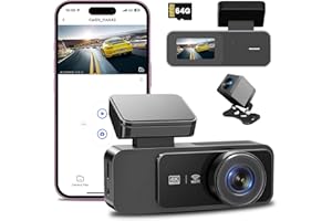 ZASUN Dash Cam Front and Rear 4K+1080P, UHD Built-in WiFi DashCam with 64GB SD Card Inserted, 170°+140° Wider Angle Dash Camera for Cars, Super Night Vision, 24H Parking Mode, G-Sensor, Loop Recording, WDR