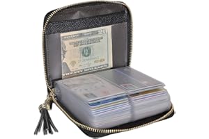 EHSBUY Porta Carte di Credito Donna Uomo 40 Slot Carte Porta Tessere Protezione RFID Portafoglio Pelle Con Cerniera