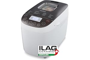 MEDION Panificadora (panificadora, 950 vatios, hasta 1600 g, 20 programas de horneado, 3 niveles de dorado, función mantener caliente, ventana de visualización, preajuste de tiempo, MD 12040)