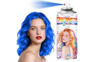 ‎MSDADA Blau Temporäres Haarfärbespray für Kinder & Frauen - Waschbare Haarfarbe für Ansatzberichtigung, Nicht-Klebendes Haarwachs für Halloween, Cosplay, Partys (120ml, Blau)