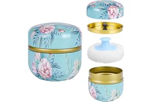 YOKILLY Boîte De Talc Poudre Bebe avec Houpette: Bocal de Poudre Corporelle avec Grande Houppettes pour Bébé, Enfant et Femme - Récipient De Stockage pour La Maison Les Voyages(Sans Poudre)(Vert)