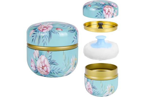 Boîte De Talc Poudre Bebe avec Houpette: Bocal de Poudre Corporelle avec Grande Houppettes pour Bébé, Enfant et Femme - Récipient De Stockage pour La Maison Les Voyages(Sans Poudre)(Vert)