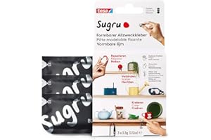 tesa® Sugru uniwersalny klej formowalny – masa klejąca do różnych zastosowań – do dekoracji, klejenia, napraw i kreatywnego majsterkowania – ośmiopak, 3 x 3,5 g, kolor: czarny