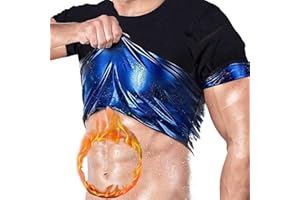 SKYWPOJU Canotta Dimagrante Uomo Maglia Sauna Sudare Snellente Polimero Maglietta Sportivo Gilet Modellante Sauna Fitness Manica Corta T Shirt Palestra Sudore Sportivo Body Shaper