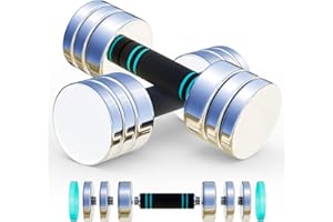 LIFERUN Stalowe hantle krótkie, zestaw 2 szt., ultra kompaktowe, regulowane hantle 5 kg, 10 kg, z uchwytem piankowym, hantle fitness do domu