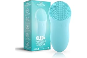 Project E Beauty CLEO + Sonic Face Cleanser | Spazzola esfoliante per pulizia profonda in silicone impermeabile Dispositivo di trattamento per la cura della pelle senza fili portatile ricaricabile USB