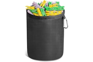 TOKPLNU Peg Bag, Large Clothes Peg Bags for Washing Line Waterproof Black Clothes Peg Holder Laundry Organizer Storage Bag with Draw String for Indoor Outdoor