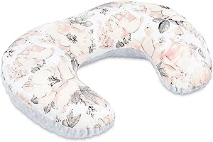 Totsy Baby Nursing pillow small plush 130 x 45 cm - Nursing squirrel small nursing pillow Nursing breastfeeding pillow for on the go Wild rose grey