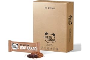 GREEN PANDA® Wegańskie kakao batonik orzechowy bez dodatku cukru | 100% ekologiczne i bez cukru | batonik musli bez cukru z 5 naturalnych składników | baton orzechowy z kakao i daktylami | 12 x 30 g