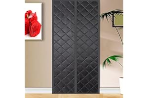 HUAXIQUE Magnet Wärmeschutzvorhang für Türen Thermovorhang Kälteschutz Thermo Türvorhang Kälteschutz für türen Balkontür Außentür Wohnzimmer 90x200cm Schwarz