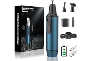NUMIFUN Tondeuse nez homme, 3 en 1 Professionnelle tondeuse nez oreilles homme, Electrique Sans douleur tondeuses nezs & rasoir nezs hommes,étanchéité IPX7,Lames à double tranchant, Nettoyage facile, Bleu
