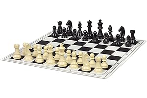 SUNRISE CHESS & GAMES Sunrise Chess - Pièces d'Échecs en Plastique Staunton - Jeu de 32 Pièces avec Reines Supplémentaires - Hauteur du Roi 85 mm - Noir et Blanc
