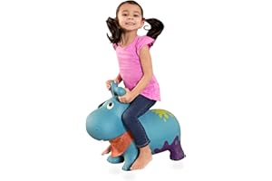 B. TOYS B toys Hanky the Hippo Nadmuchiwany Bouncy Boing - Bouncy Boing - Miękka zabawka do jazdy konnej dla małych dzieci od 18 m+