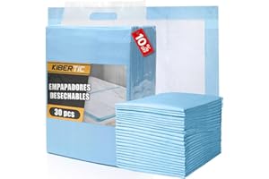 KIBERTIC - 30 Pcs Empapadores Cama Adultos 80x150cm - Protector Cama Impermeable, Desechable Adultos y Bebés - Absorbente y Antideslizante - Pack de Empapadores Grandes para Incontinencia, Cama-Sofá