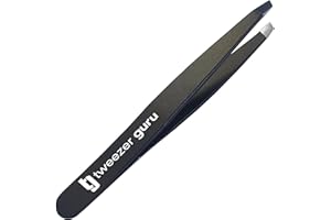 Tweezer Guru Eyebrow Tweezers – Professional, Stainless Steel, Slanted Ingrown Hair Tweezers - Precision Splinter, Blackhead, Tick and Facial Hair Remover for Women and Men - Stocking Fillers