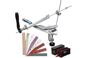 CWOVRS Knife Sharpeners Professional, RUIXIN PRO RX-008 Knife Sharpening Kit, 360° Flip Rotation Fixed-Angled, Precise Slider & Fixture, Kitchen Chef Knife Sharpening System 4 Whetstone + 3 Natural Stone