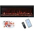 Oxhark Flame 127cm Electric Fireplace Wall Mounted/Recessed Fire Places with surround 50inch Realistic Heating, 13 * 13 Flame Effect with Log& Crystals, Remote control Temperature& Timer, Black