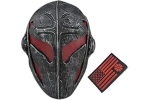 WLXW Masque Croisé de Chevalier des Templiers d'halloween, Masque de Protection pour Les Yeux, Champ en Acier CS, Masque de Chevalier, Jeu de Guerre CS,Red,NOLight