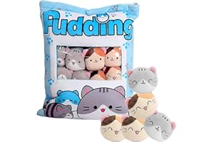 HENGBIRD Poduszka z budyniem, kot Pudding z kotem Poduszka Śliczne pluszowe kawaii Śliczne rzeczy Śliczne pluszaki Śliczne rzeczy Squishy Łagodny Wypchane zwierzę Pluszowa poduszka Kawaii (Kot)
