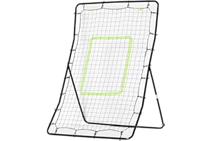 ‎HOMCOM HOMCOM Baseball Rebounder, Tragebar Softball Pitchback-Netz, Rückprallnetz mit Ziel Zone, verstellbarem Winkel Pitching Netz für Basebälle Softbälle, Metall, Schwarz
