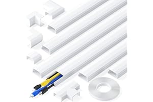 kinkaivy Cable Trunking for Wall, Trunking for TV Cable, On-Wall Cable Concealer, White Cable Trunking kit to Hide 3-4 Wires for TV and Computers in Home Office, 6X L400mm, W30mm, H17mm-2.4M